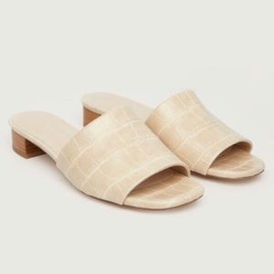 Rare Oak + Fort Beige Mules with Heels